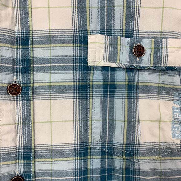 RedHead Shirt Mens 2XL Blue Green Button Down Plaid Modal Blend Short Sleeve - Picture 4 of 11